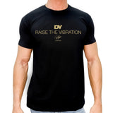 Front view of DY Nutrition Raise the Vibration T-Shirt in black