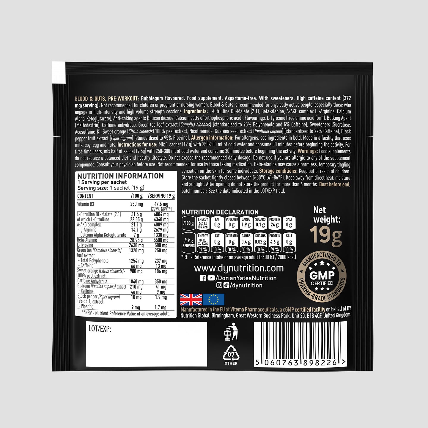 Blood & Guts Pre-Workout - Sachet