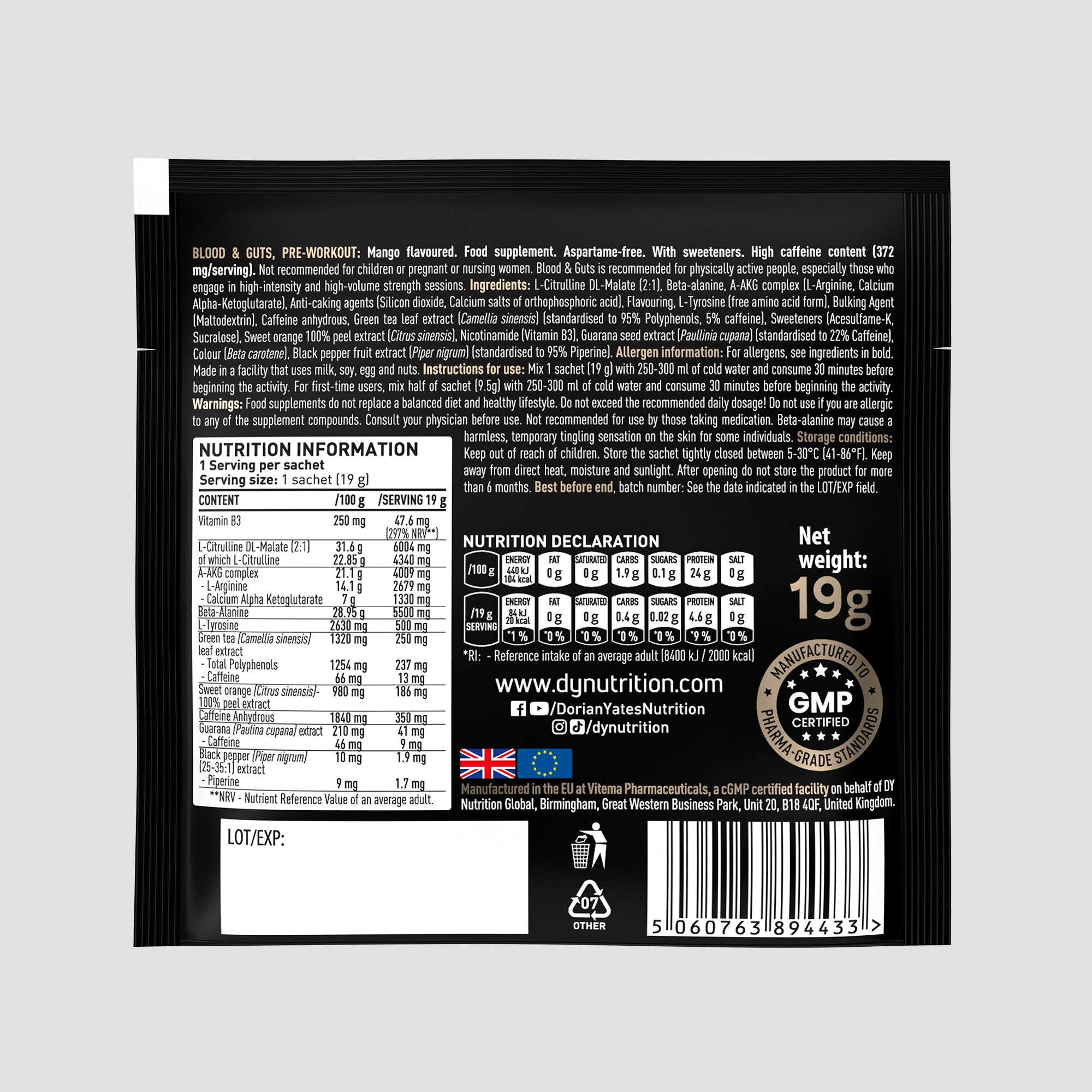 Blood & Guts Pre-Workout - Sachet