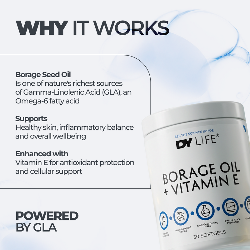 Borage Oil + Vitamin E DY Life, 30 Softgels, 30 Servings