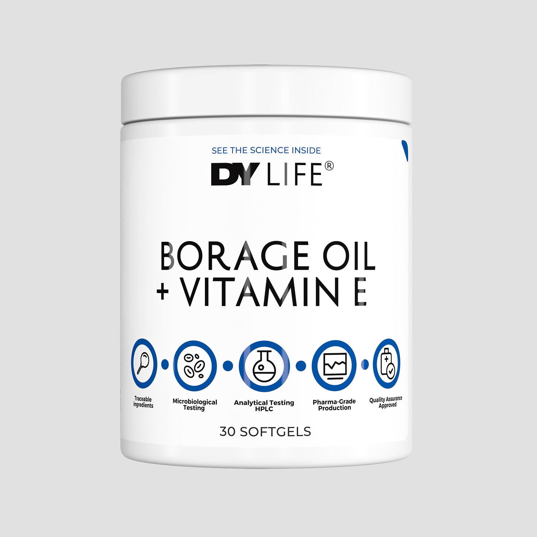 Borage Oil + Vitamin E DY Life, 30 Softgels, 30 Servings