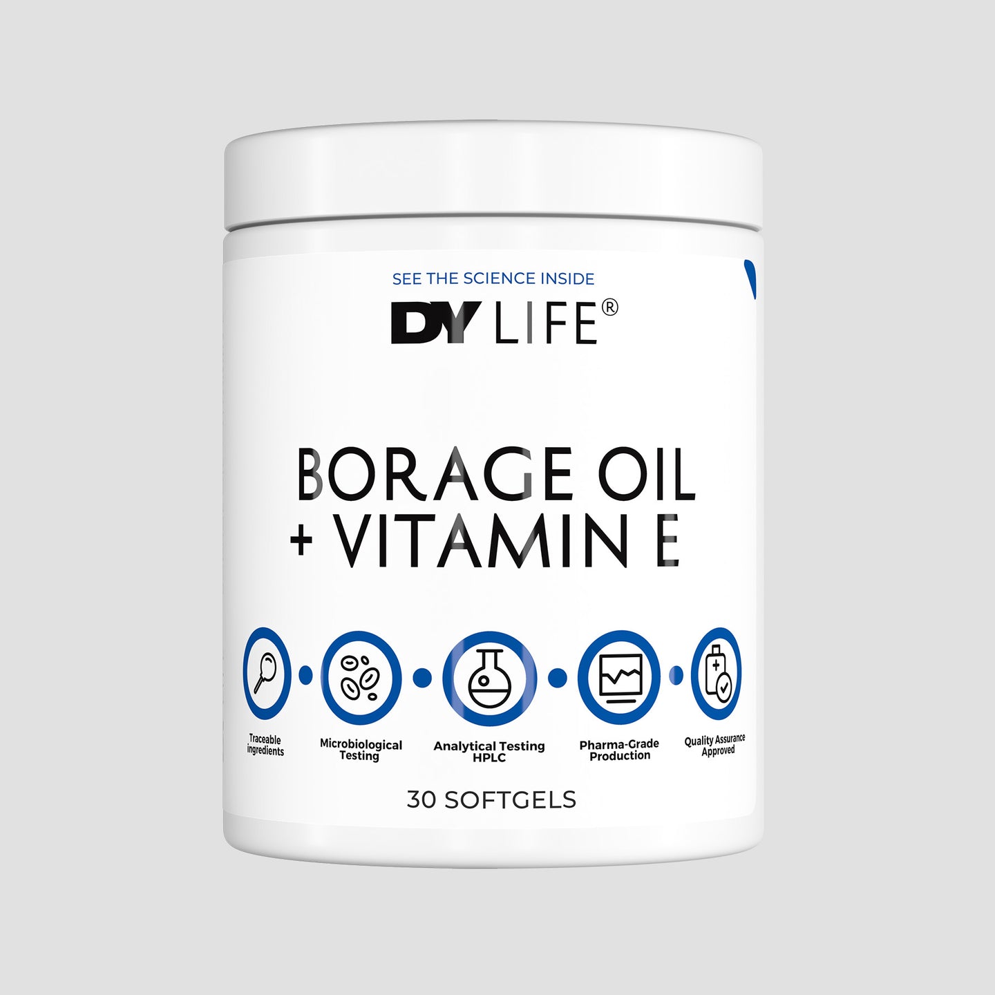 Borage Oil + Vitamin E DY Life, 30 Softgels, 30 Servings