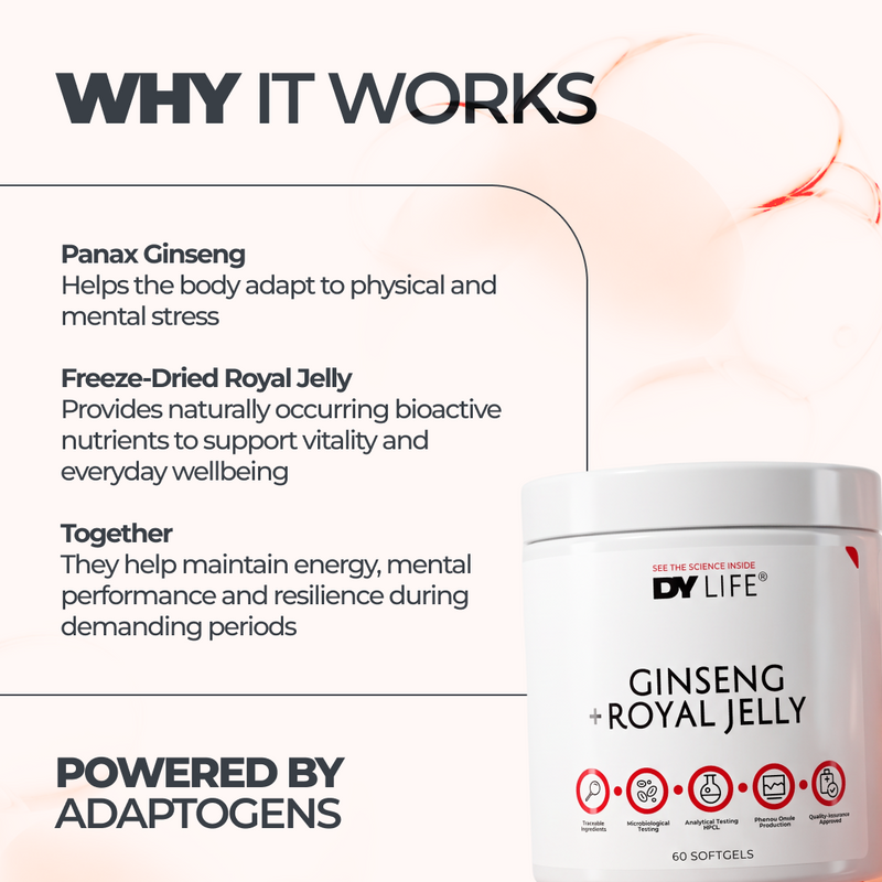 Ginseng + Royal Jelly DY Life, 60 Softgels, 30 Servings