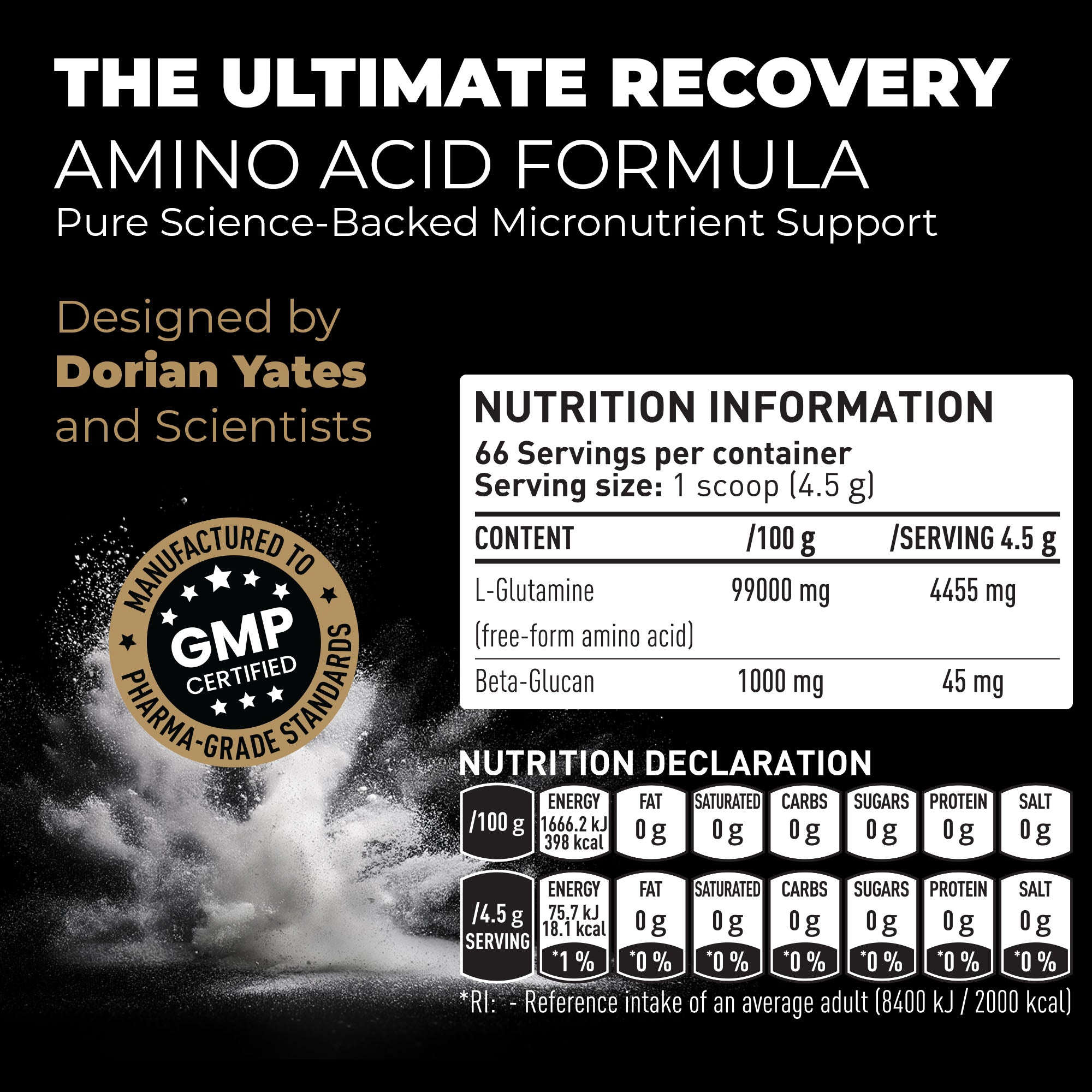 The Glutamine Recovery 300g, 66 Servings