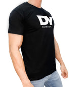 Side view of DY Nutrition black T-Shirt